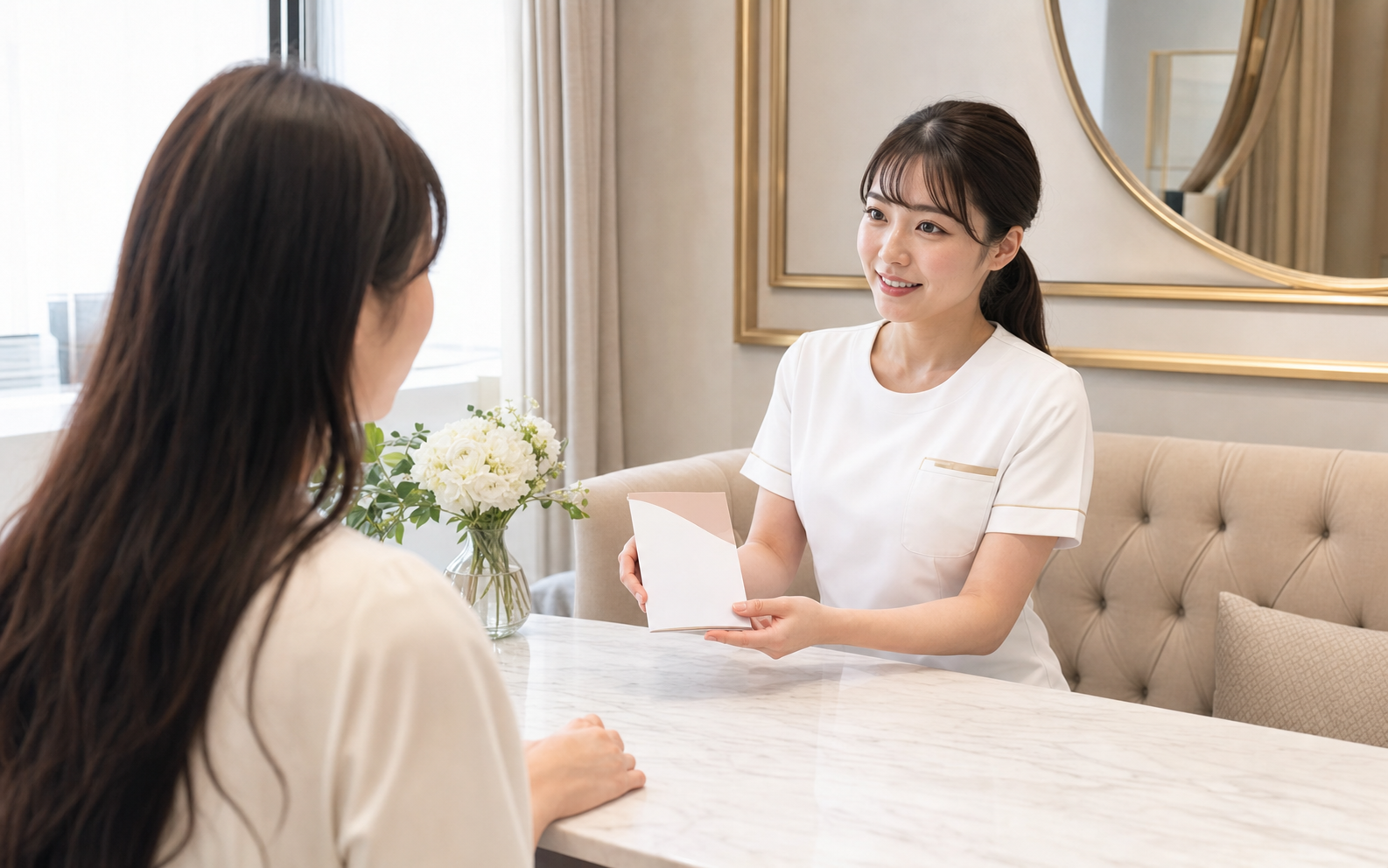 アフターケア資料を説明するイメージ