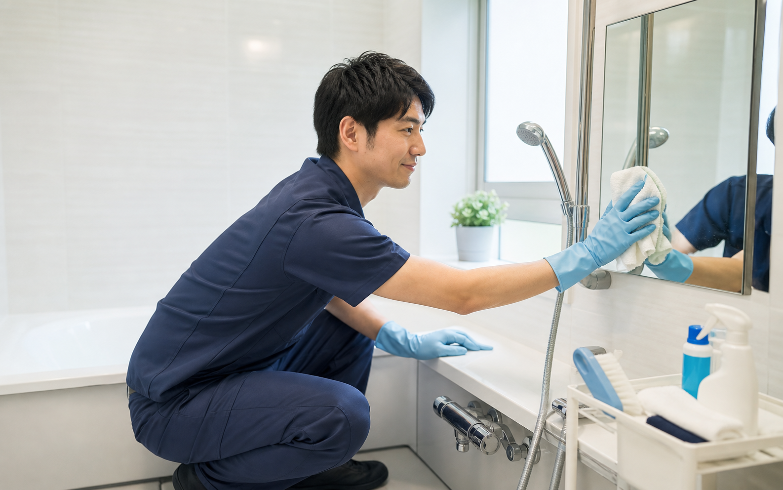 浴室クリーニング作業