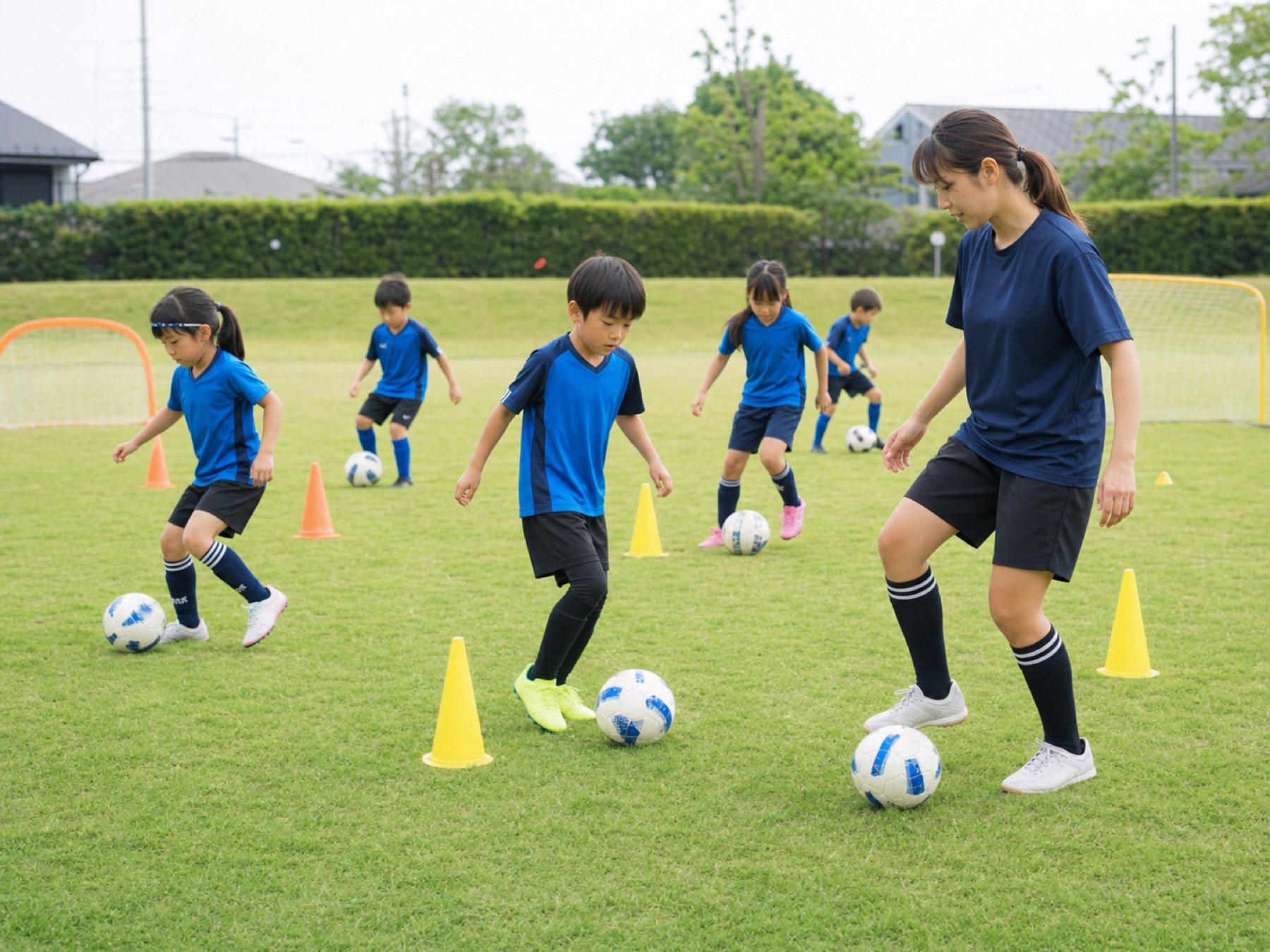 低学年クラスのサッカー練習